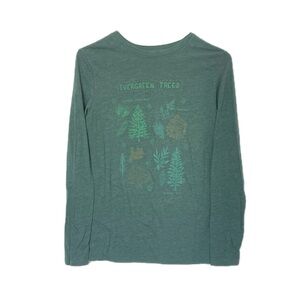 Cat & Jack evergreen graphic long sleeve shirt size large 12/14 RUNS SMALL